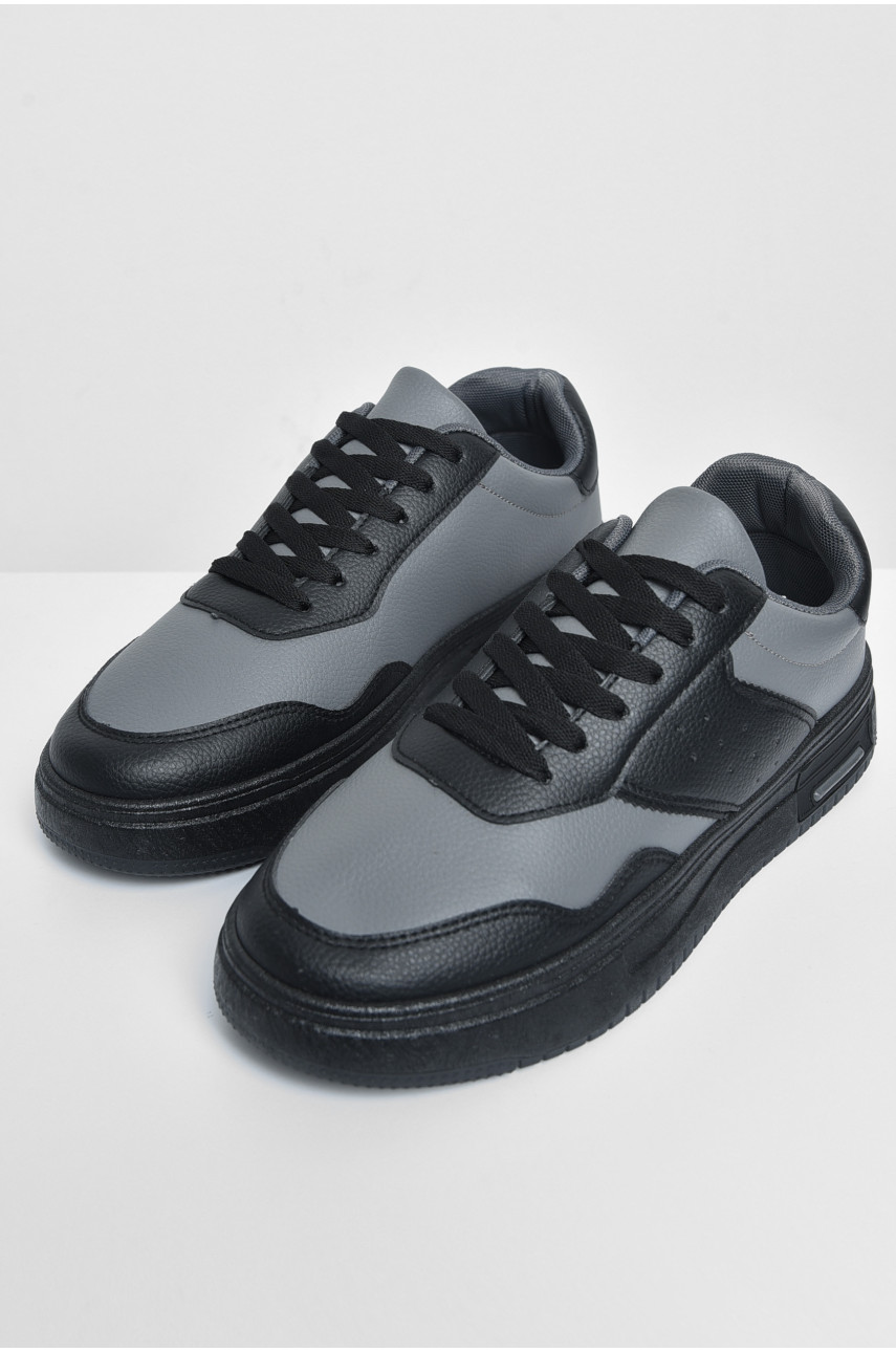 Кросівки чоловічі чорно-сірого кольору на шнурівці YB10508-2 172334