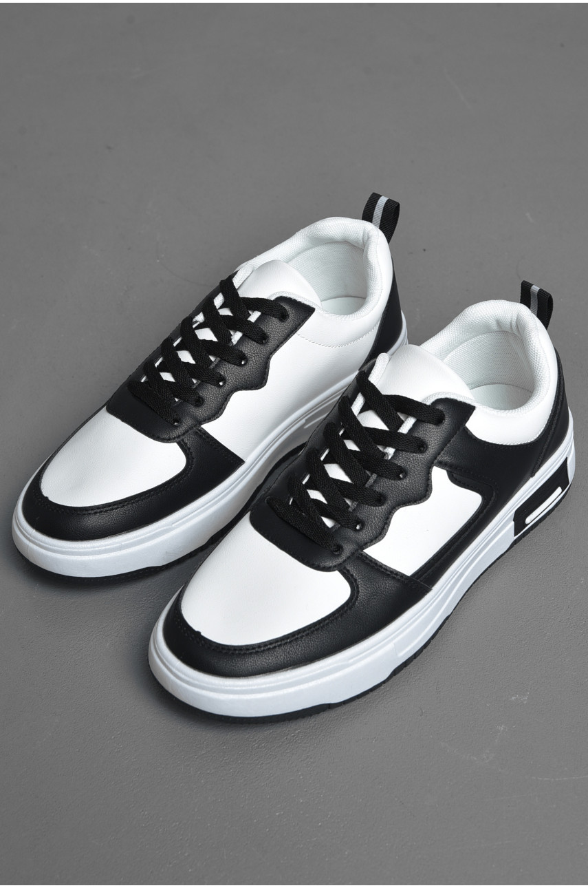 Кросівки чоловічі чорно-білого кольору на шнурівці YB10507-3 172336