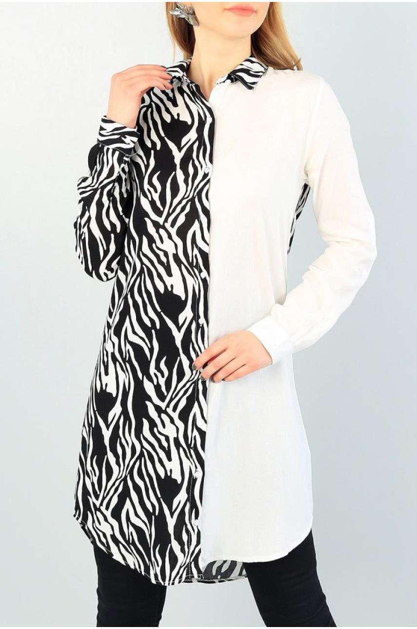 Сорочка подовжена жіноча чорно-білого кольору 172362