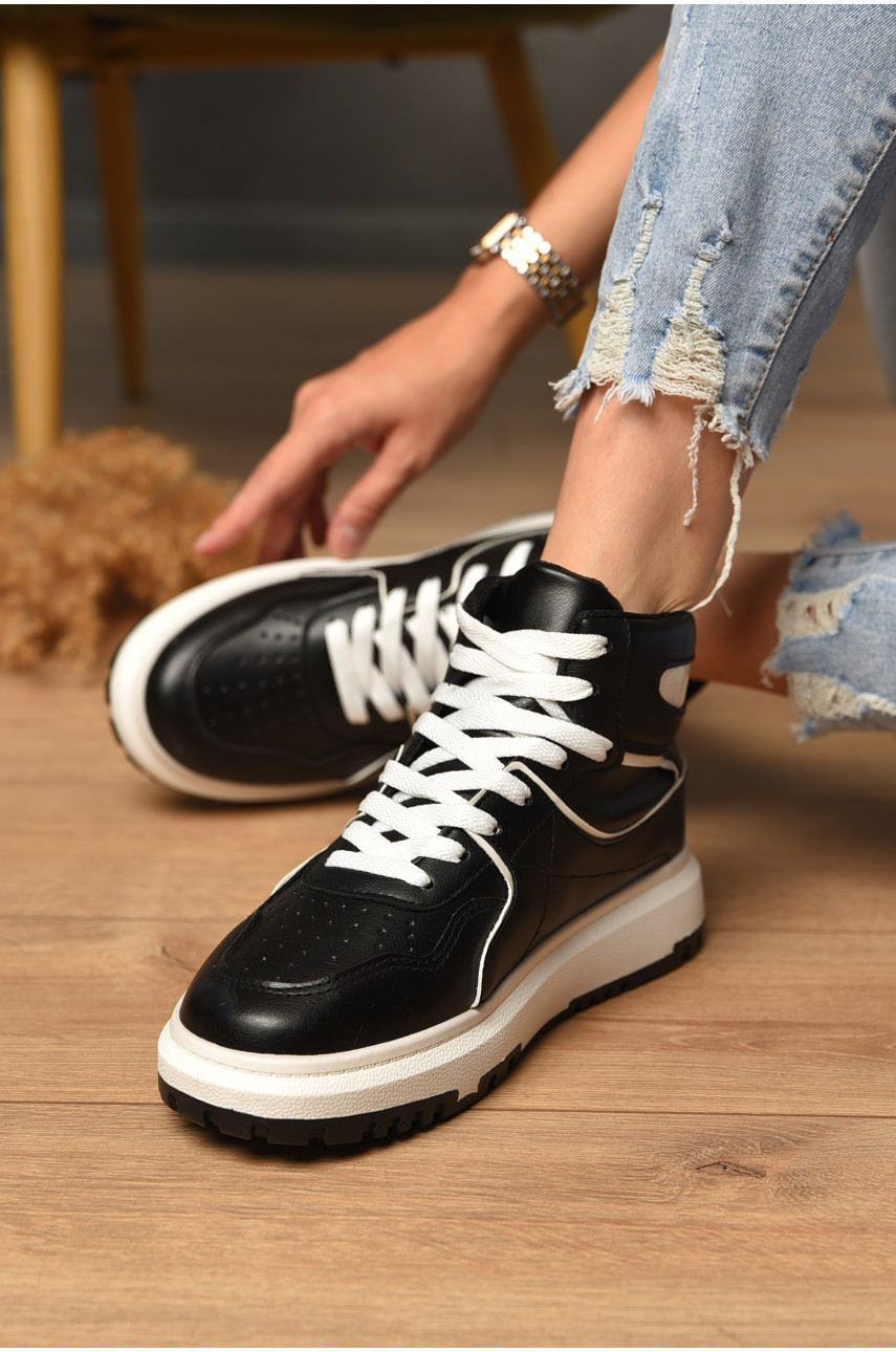 Кросівки жіночі чорно-білого кольору на шнурівці ВК72 172391