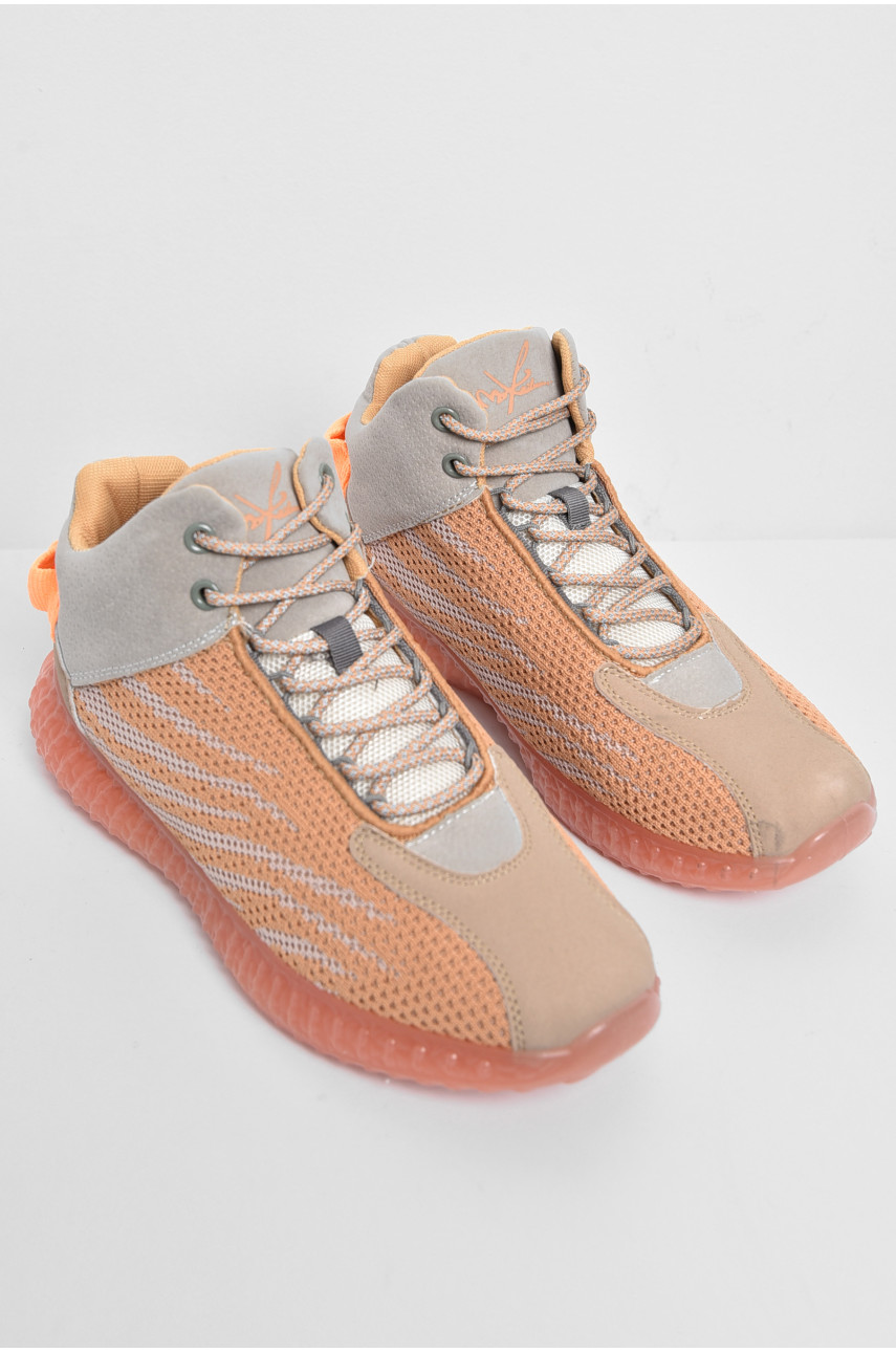 Кроссовки мужские оранжевого цвета на шнуровке текстиль М09 172399