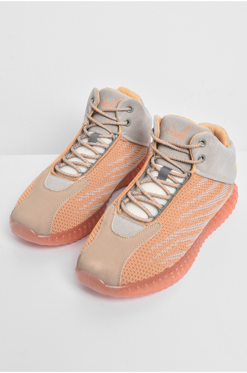 Кроссовки мужские оранжевого цвета на шнуровке текстиль М09 172399