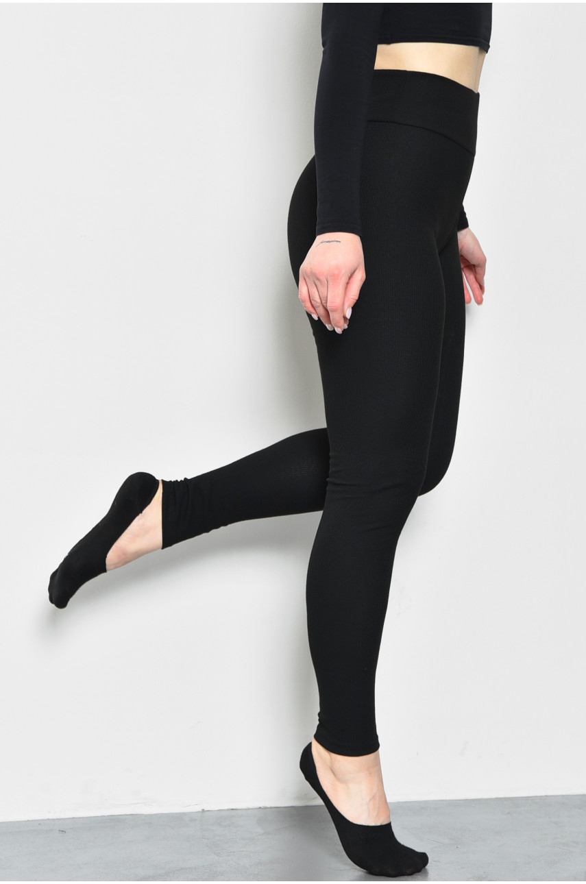 Лосини жіночі однотонні чорного кольору 9641-1 172405