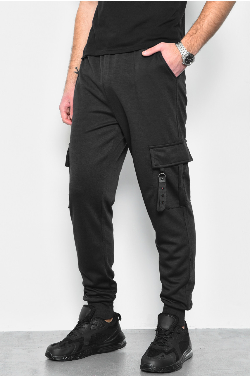 Спортивные штаны мужские черного цвета 1404-2 172429