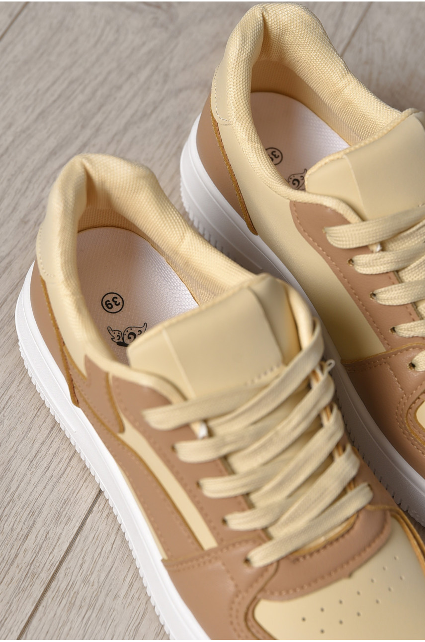 Кроссовки женские бежевого цвета на шнуровке 103-7 172467 Кроссовки женские бежевого цвета на шнуровке 103-7 172467