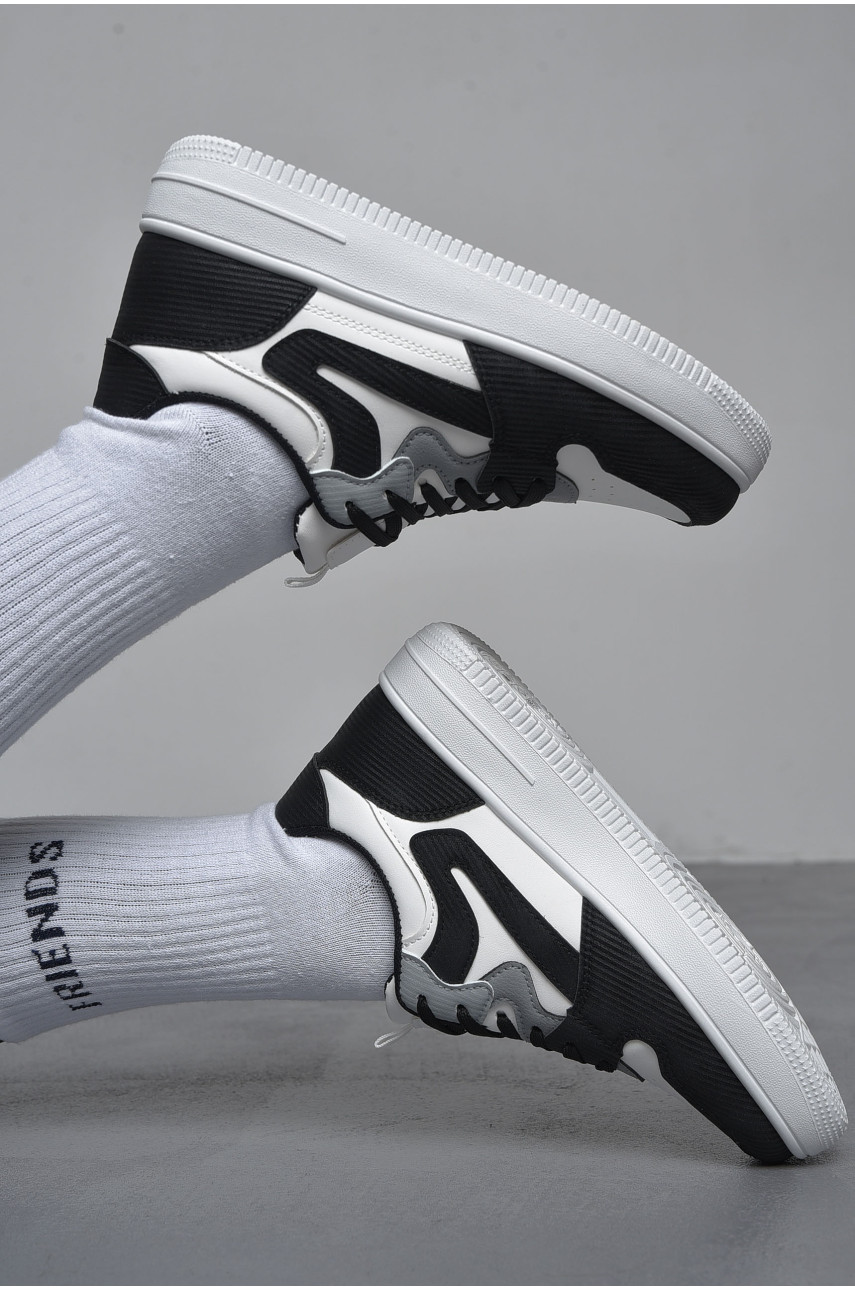 Кросівки жіночі чорно-білого кольору на шнурівці 110-3 172468