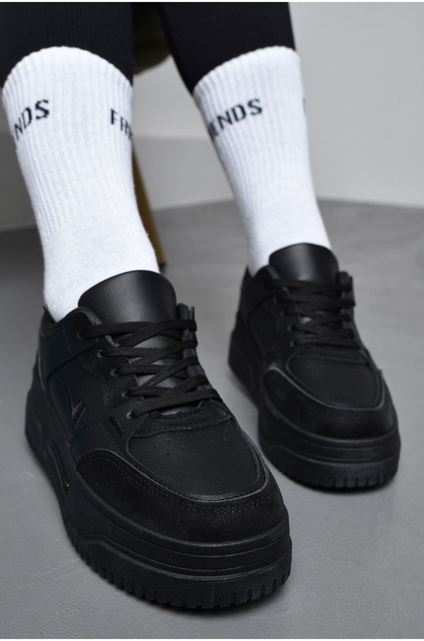 Кросівки жіночі чорного кольору на шнурівці 112-1 172472