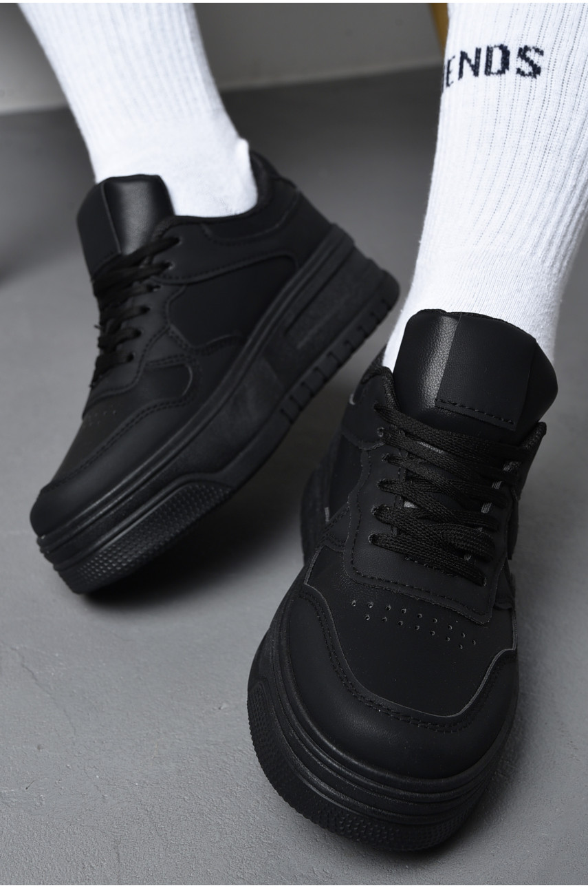 Кросівки жіночі чорного кольору на шнурівці 95-1 172480