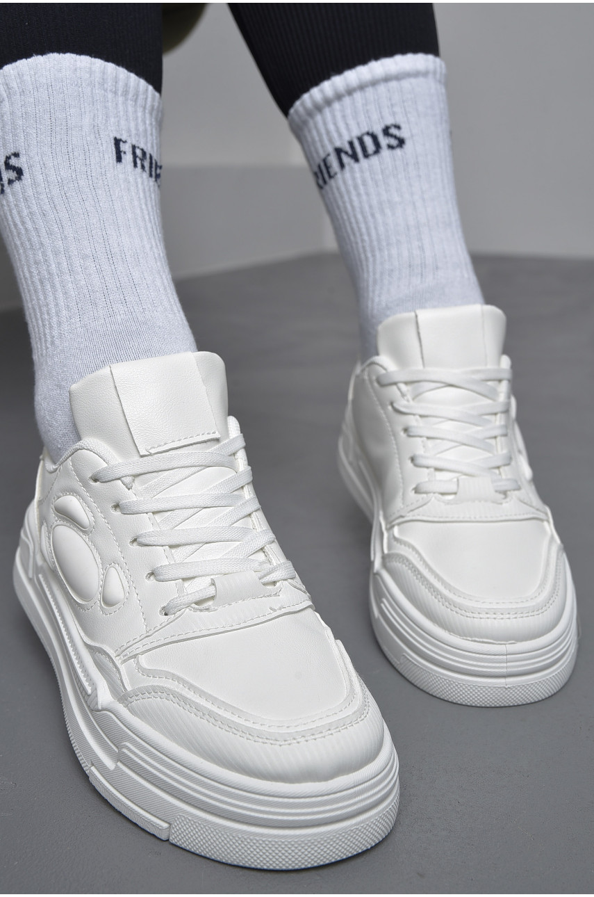 Кросівки жіночі білого кольору на шнурівці 89-2 172490