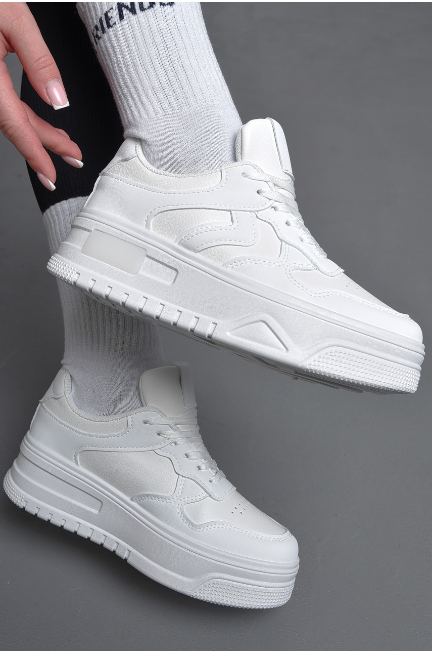 Кросівки жіночі білого кольору на шнурівці 95-2 172493