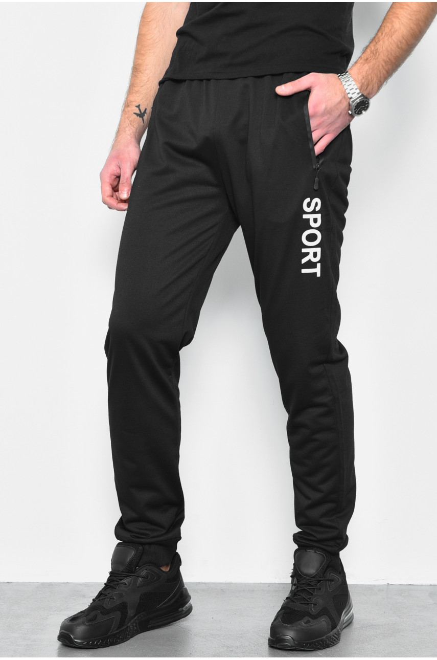 Спортивные штаны мужские черного цвета 2076-6 172572