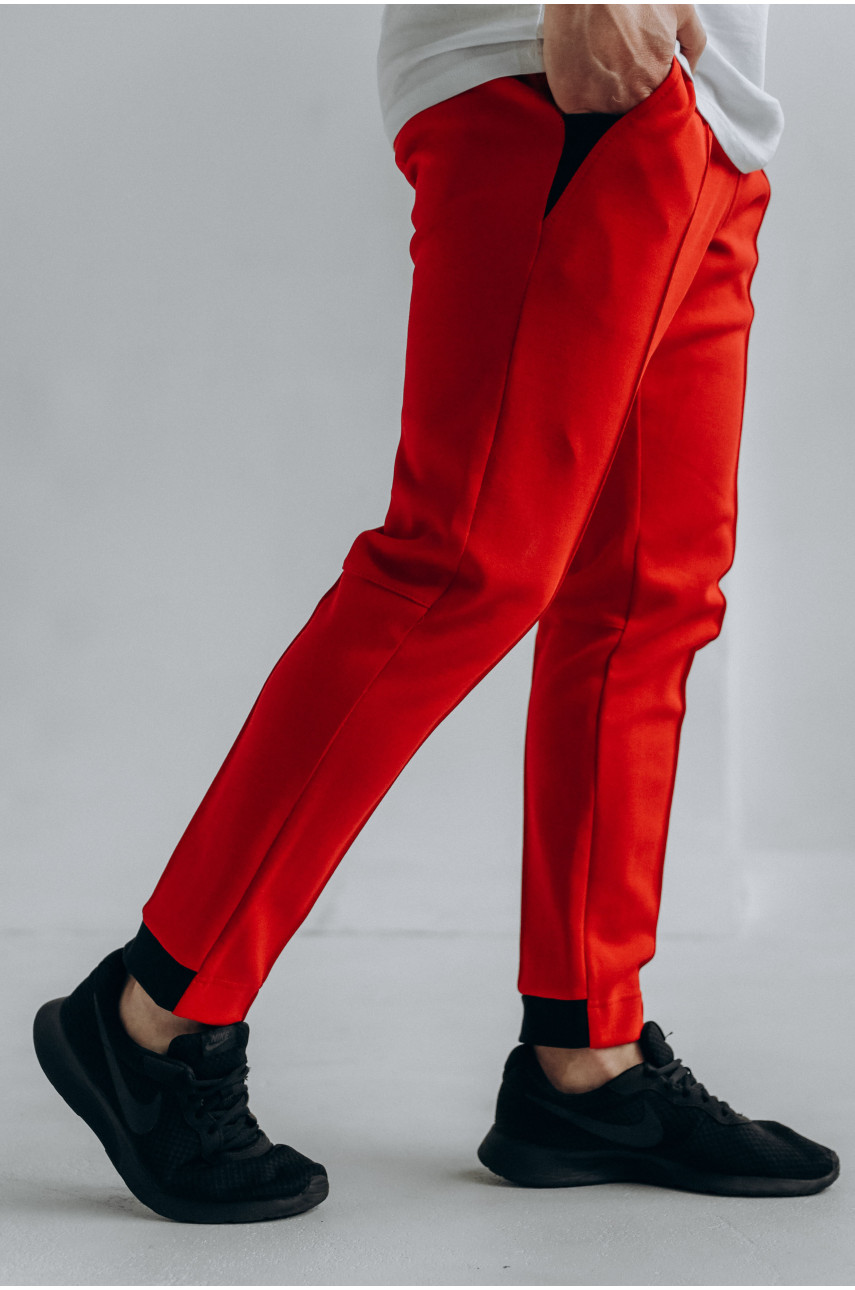 Спортивні штани чоловічі червоного кольору 722-05 172681