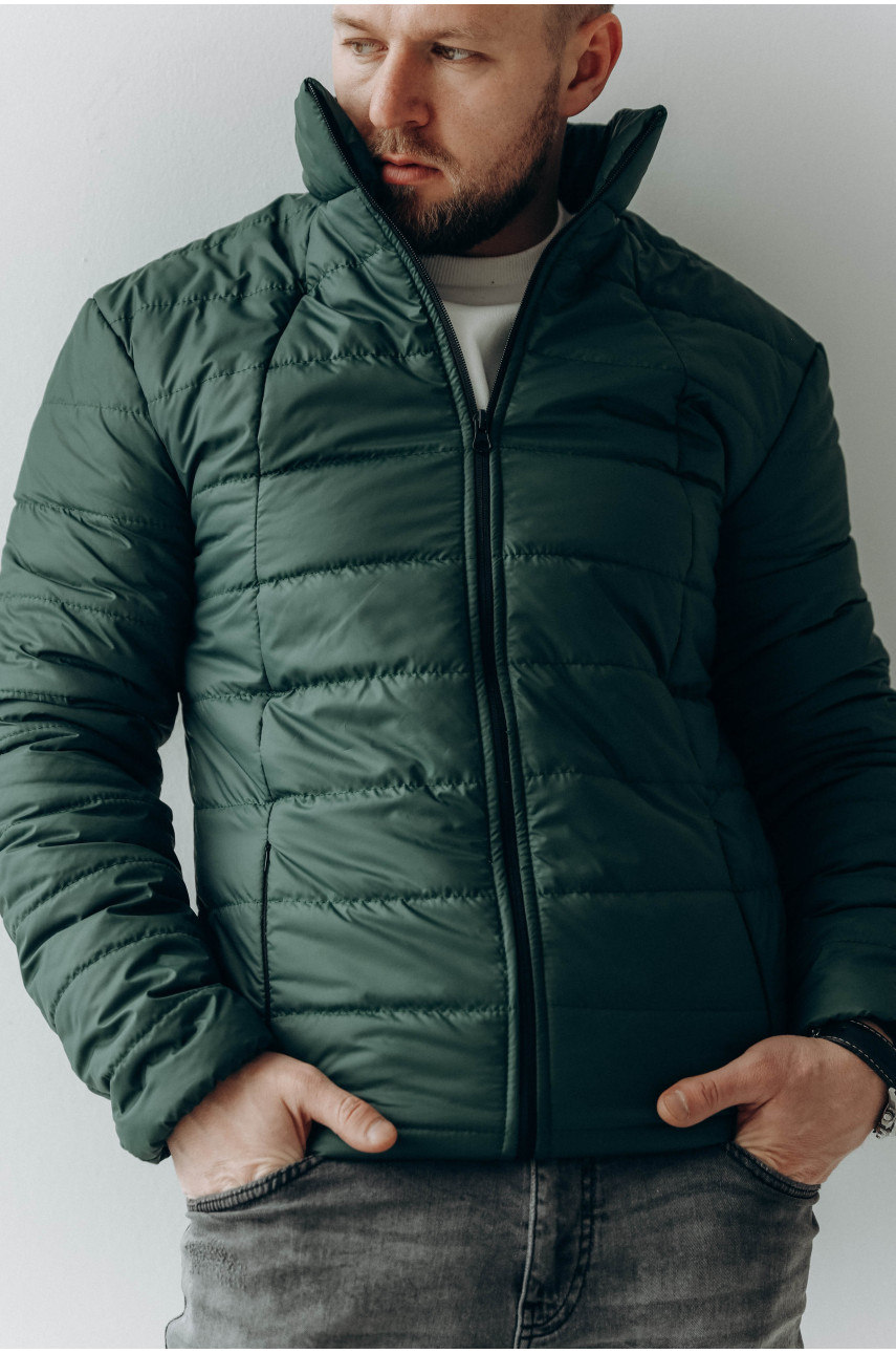Куртка мужская демисезонная темно-зеленого цвета 077-04 172721