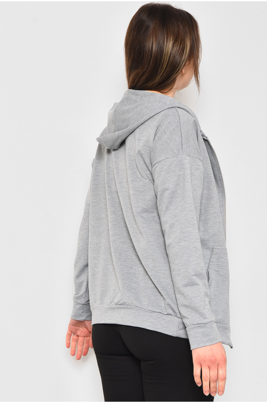 Спортивна кофта жіноча на блискавці сірого кольору 756 172765 Спортивна кофта жіноча на блискавці сірого кольору 756 172765