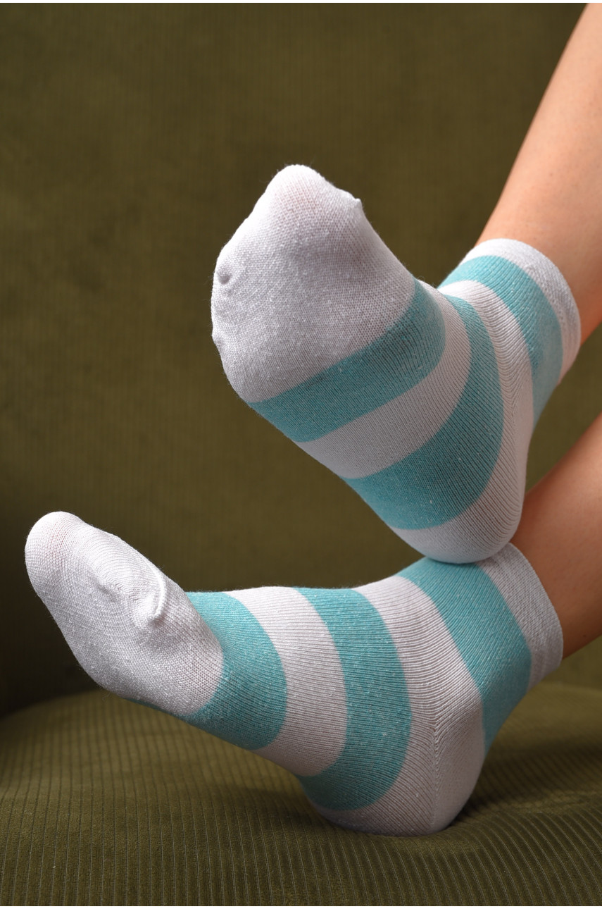 Шкарпетки жіночі демісезонні біло-бірюзового кольору розмір 36-40 185 172847