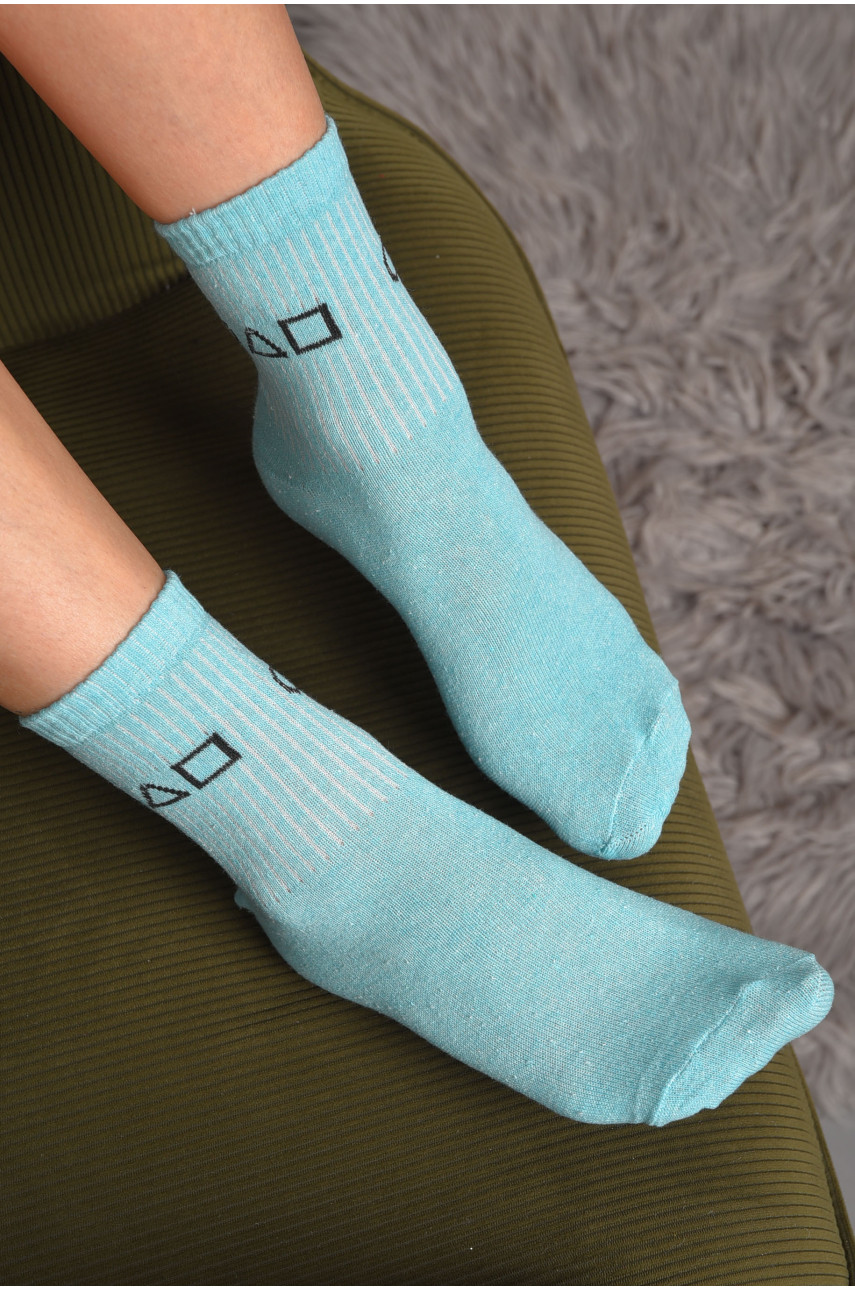Шкарпетки жіночі демісезонні бірюзового кольору розмір 36-40 584 172859