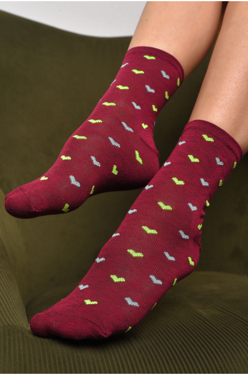 Шкарпетки жіночі демісезонні бордового кольору розмір 36-40 112 172886