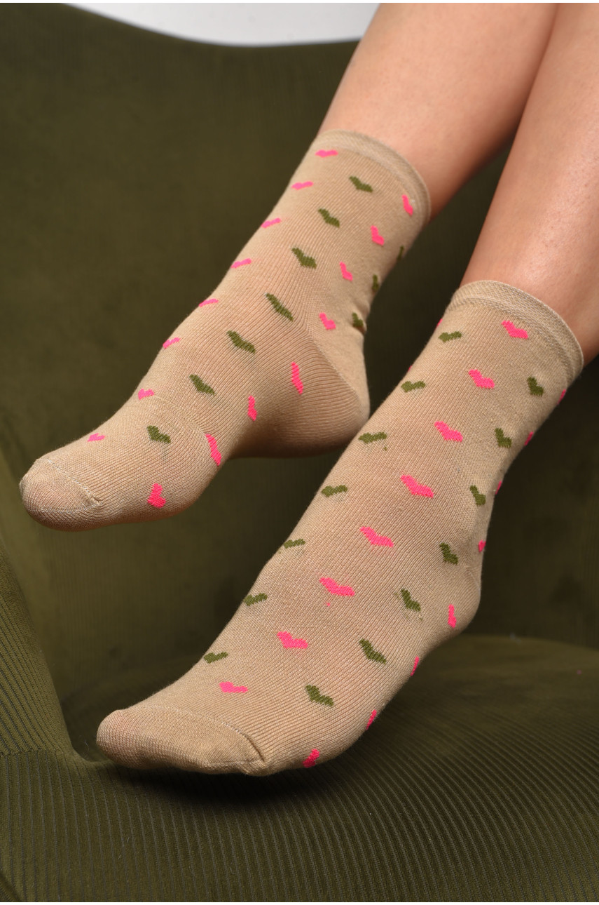 Шкарпетки жіночі демісезонні бежевого кольору розмір 36-40 112 172887