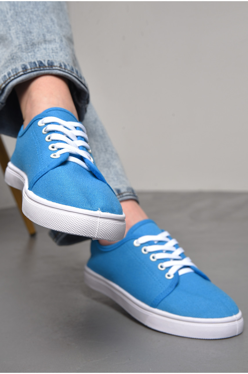 Мокасини жіночі блакитного кольору на шнурівці 2341 172968