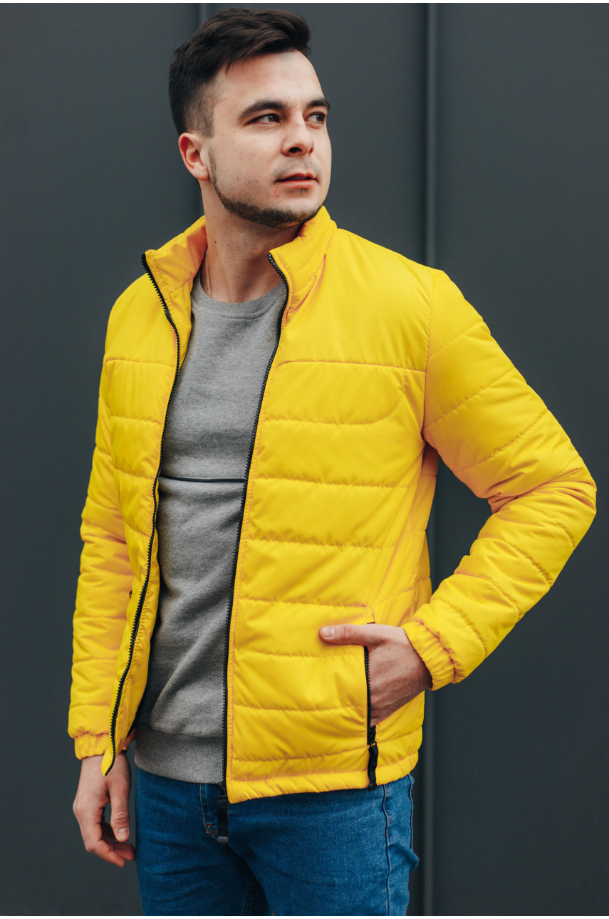 Куртка мужская демисезонная полубатальная желтого цвета 067-07 173015