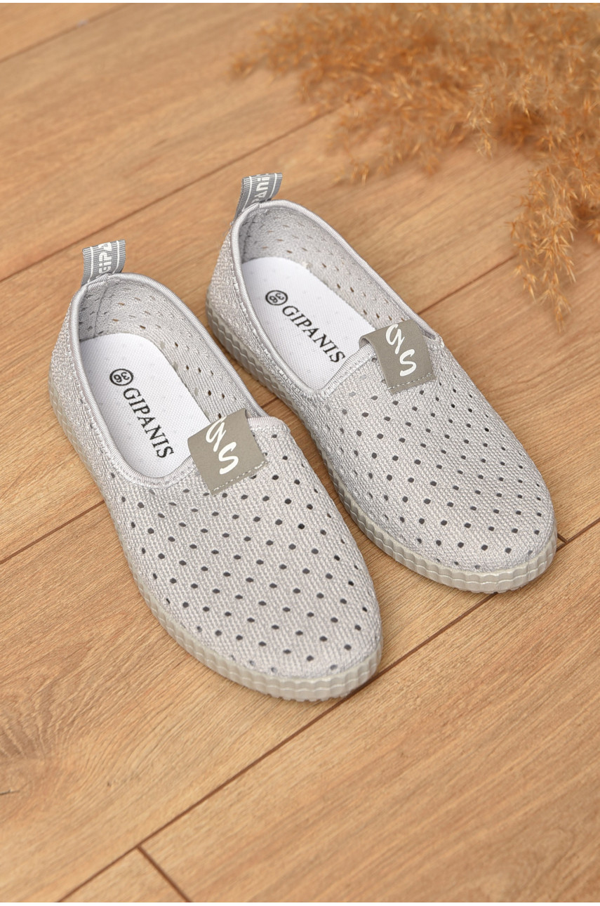Мокасини жіночі сірого кольору тектиль 526G 173018