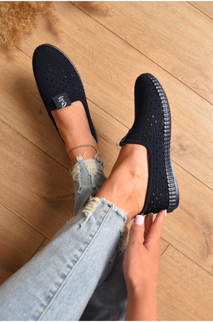 Мокасини жіночі синього кольору тектиль 526N 173022