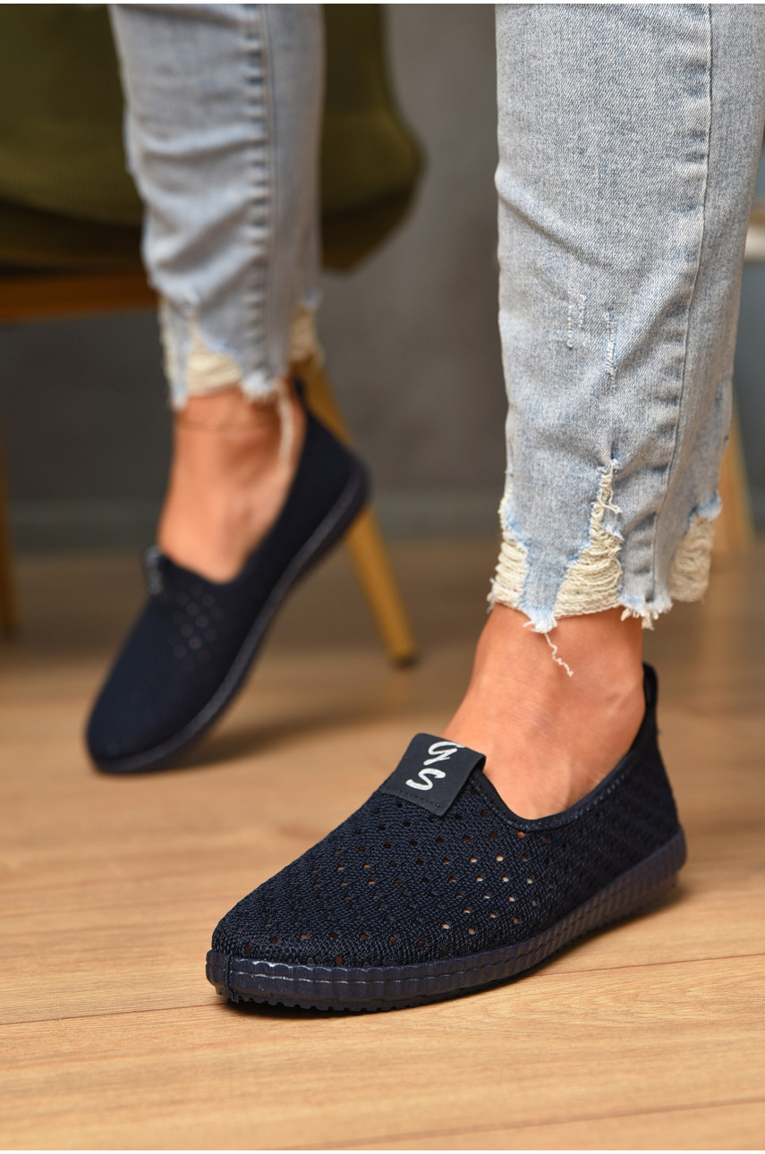 Мокасини жіночі синього кольору тектиль 526N 173022
