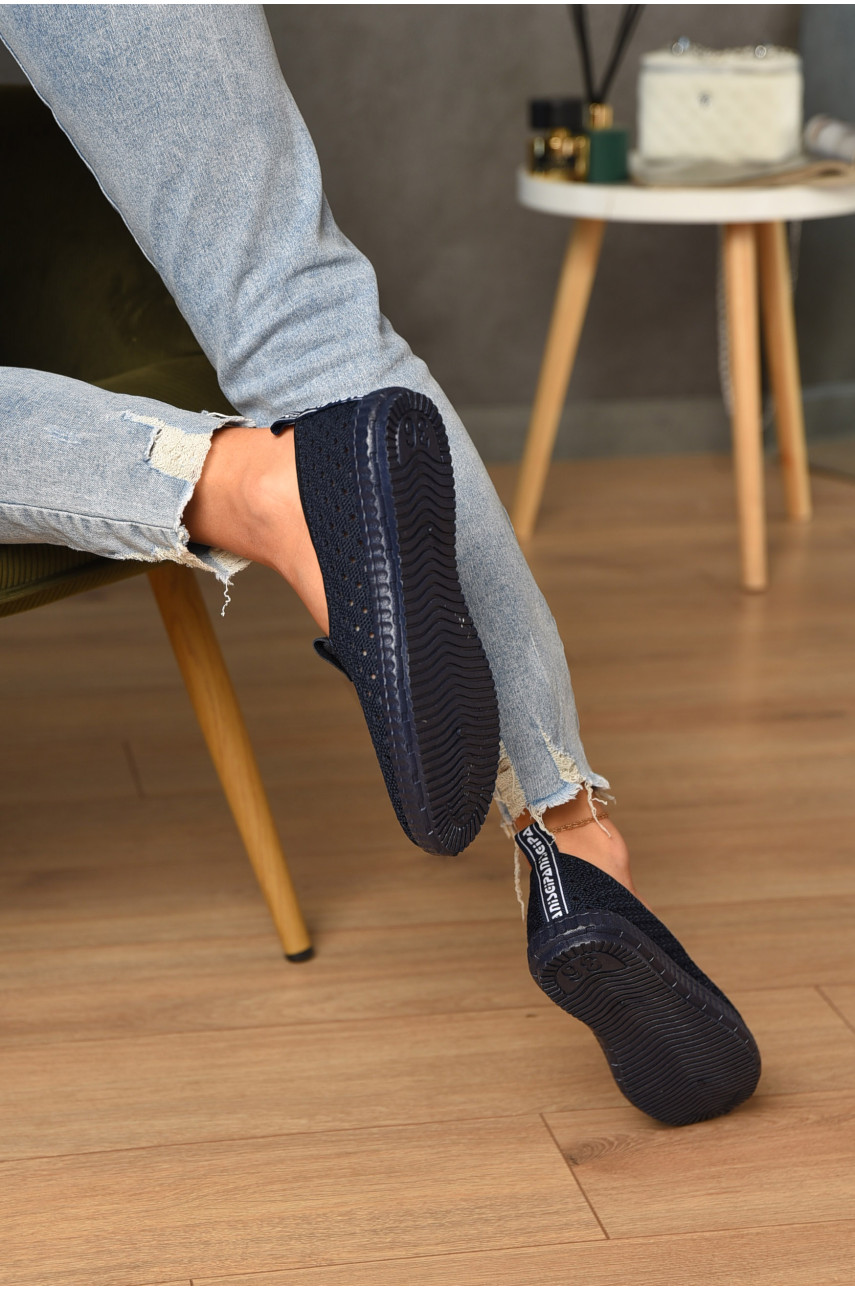 Мокасини жіночі синього кольору тектиль 526N 173022