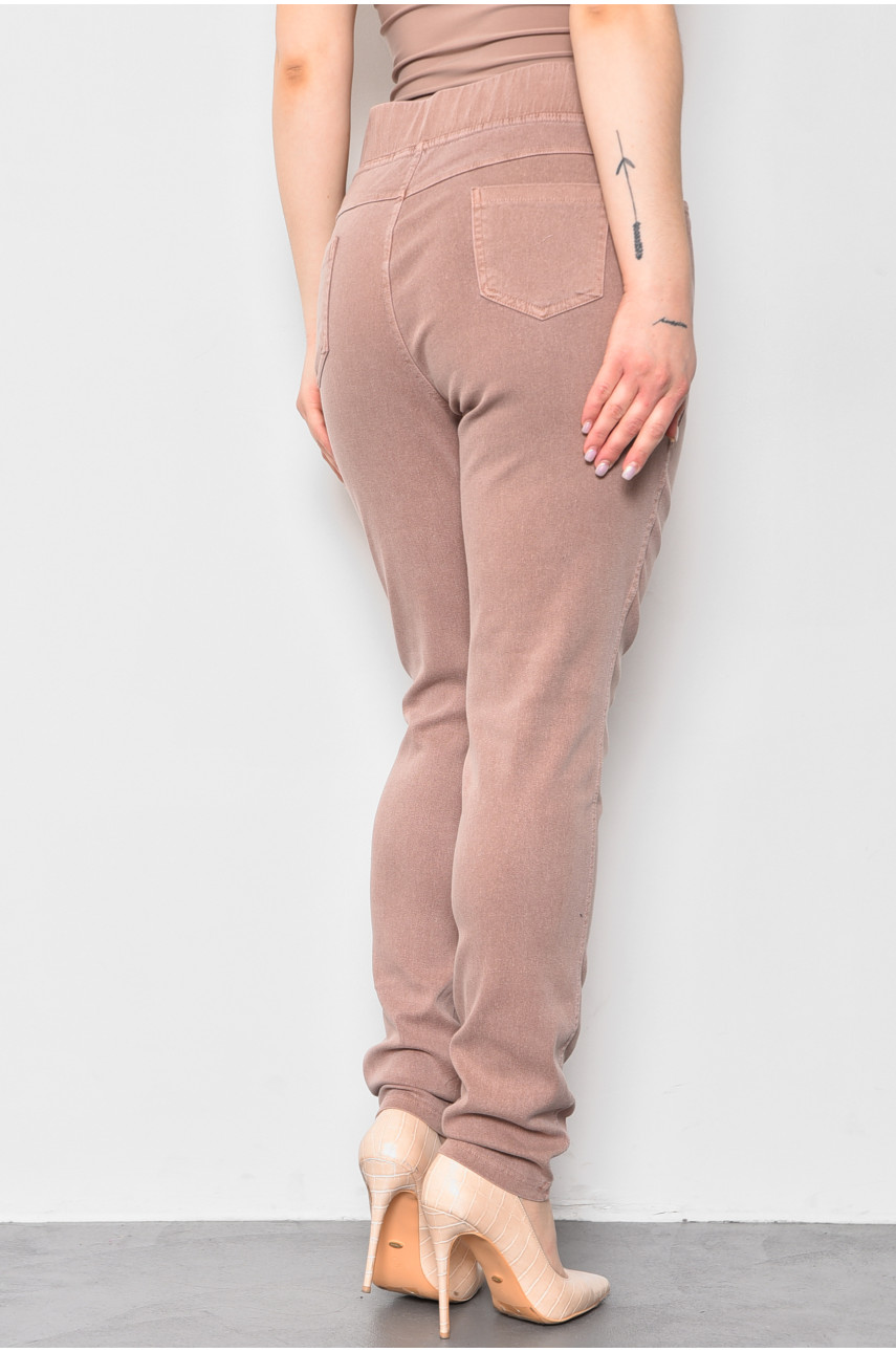 Джинси жіночі напівбатальні звужені бежевого кольору А4081-2 173065 Джинси жіночі напівбатальні звужені бежевого кольору А4081-2 173065