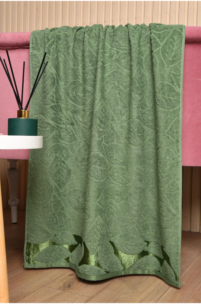 Полотенце банное махровое зеленого цвета 173122