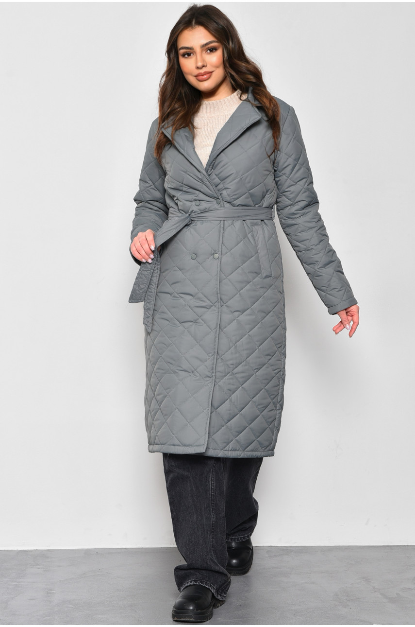 Куртка жіноча демісезонна подовжена темно-оливкового кольору 1108 173193