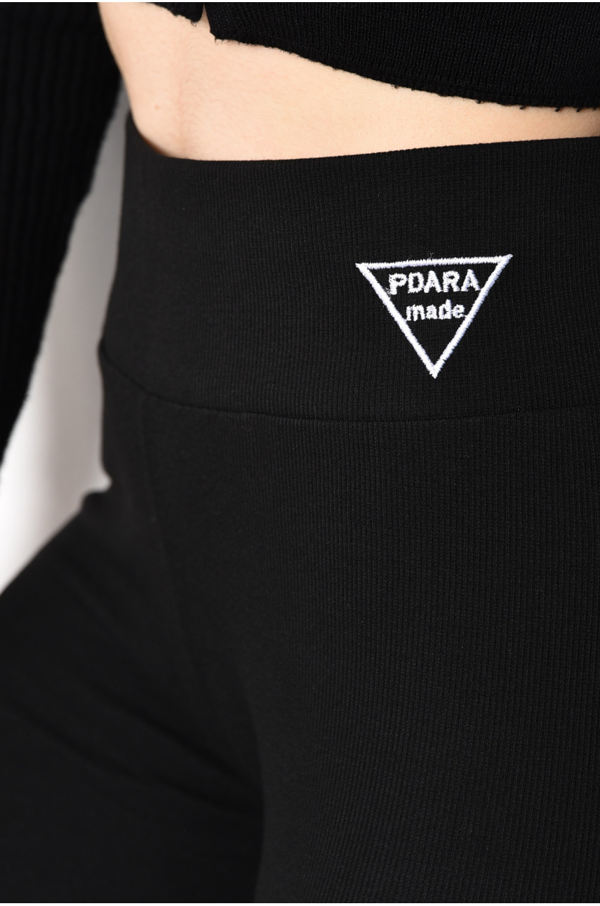 Лосины женские трикотажные полубатальные черного цвета 5062-4 173303 Лосины женские трикотажные полубатальные черного цвета 5062-4 173303