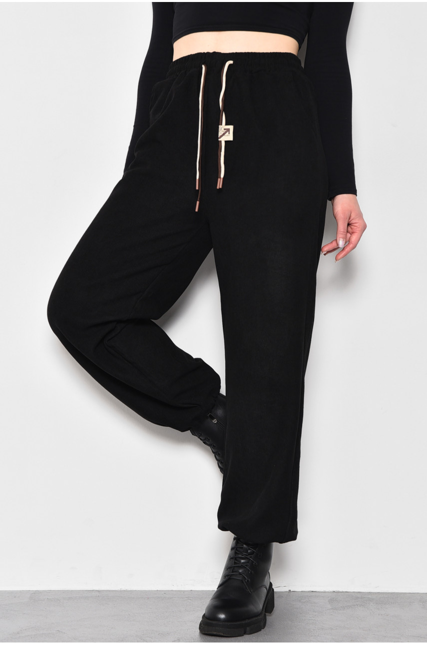 Штани жіночі напівбатальні розкльошені чорного кольору 9662-2 173331