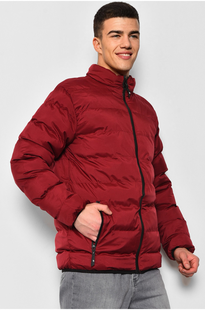 Куртка мужская демисезонная бордового цвета 8088 173357