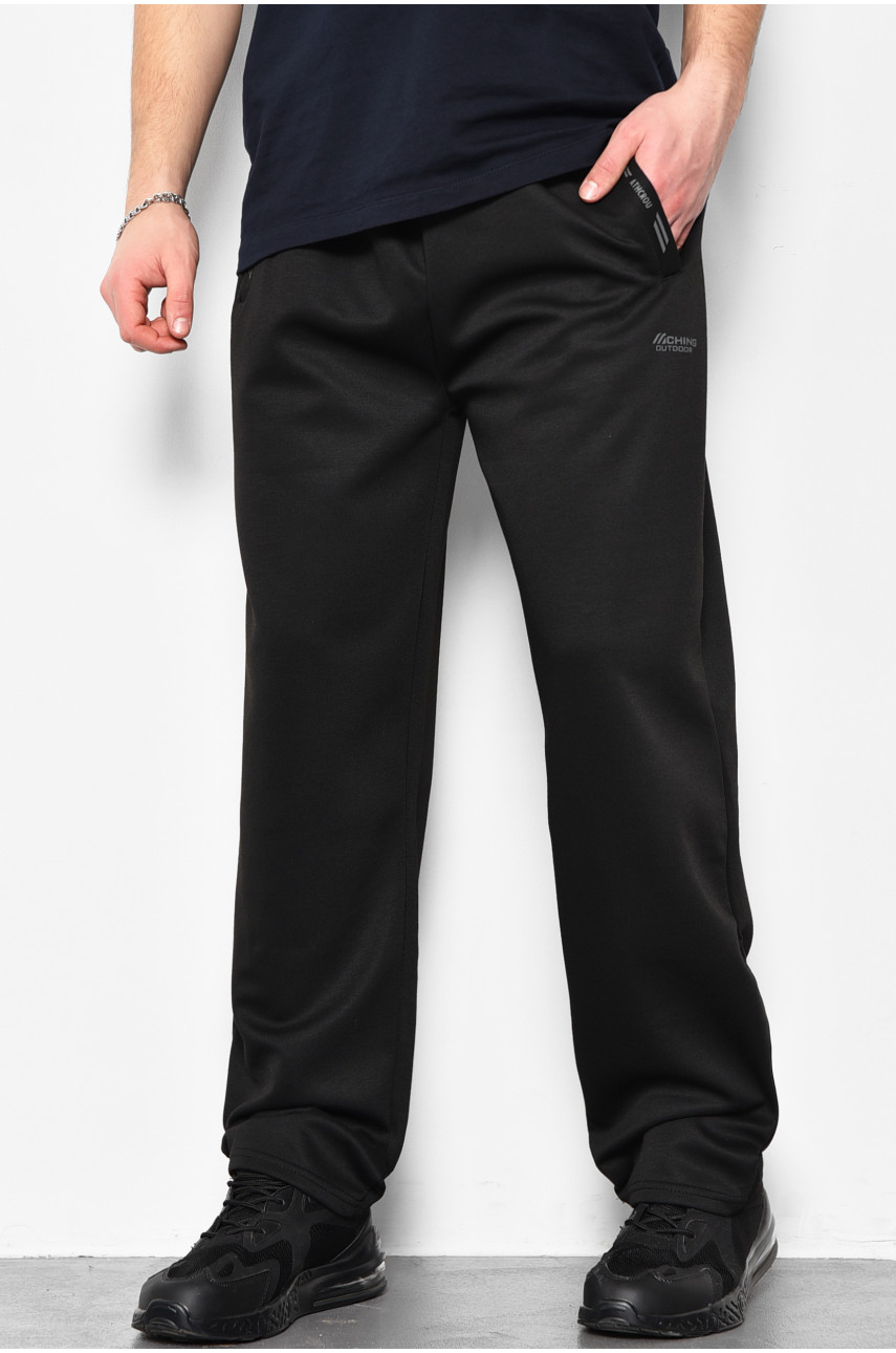 Спортивні штани чоловічі напівбатальні чорного кольору 1403-12 173397