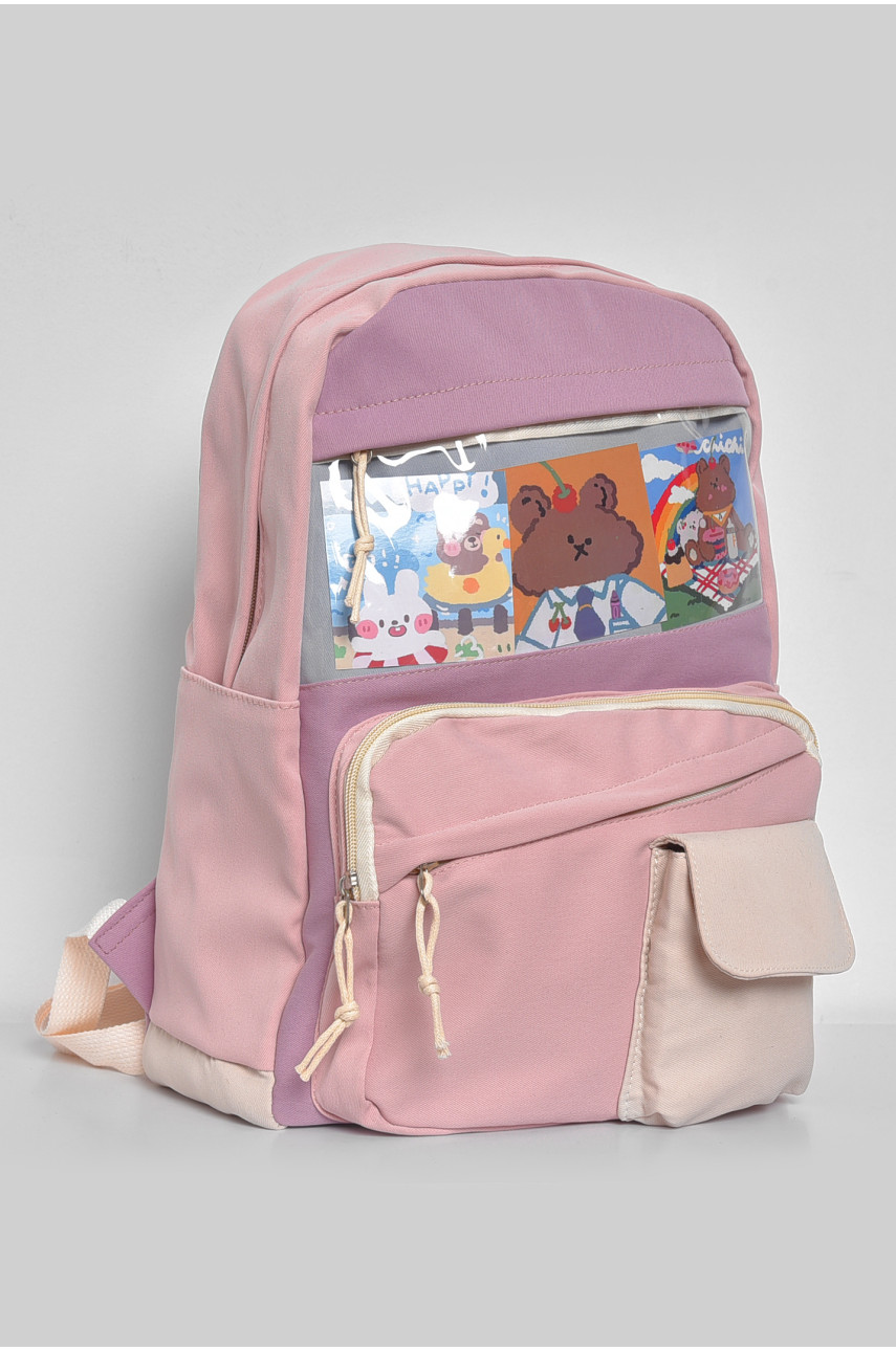 Жіночий рюкзак текстильний рожевого кольору 5018 173423