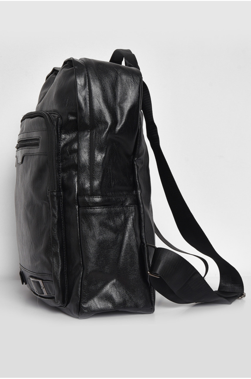 Рюкзак чоловічий з екошкіри чорного кольору 450-39 173436