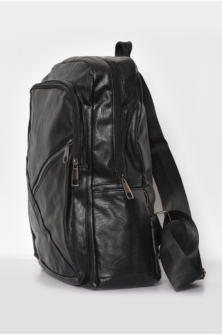 Рюкзак чоловічий з екошкіри чорного кольору 450-40 173442