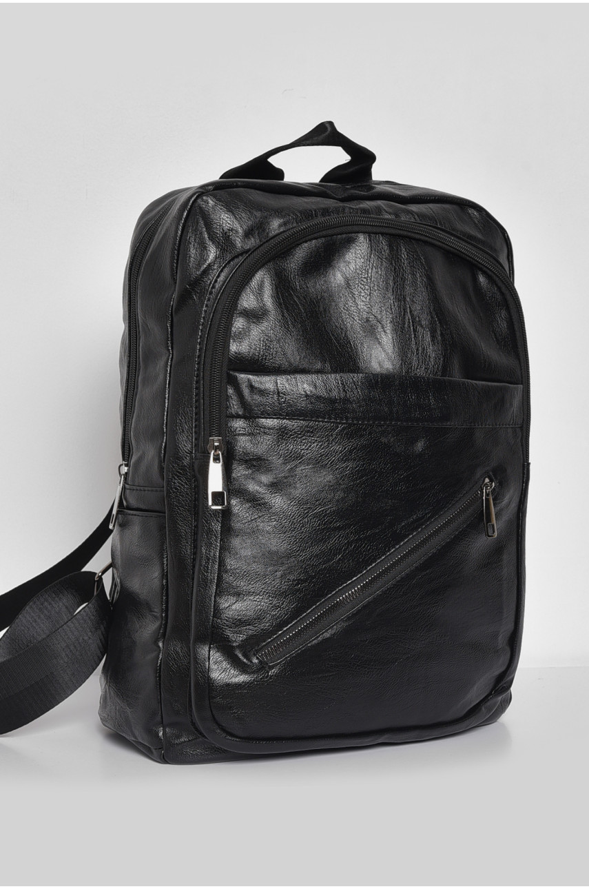 Рюкзак чоловічий з екошкіри чорного кольору 450-43 173443