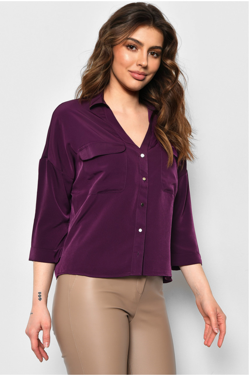Рубашка женская с коротким рукавом бордового цвета 173567