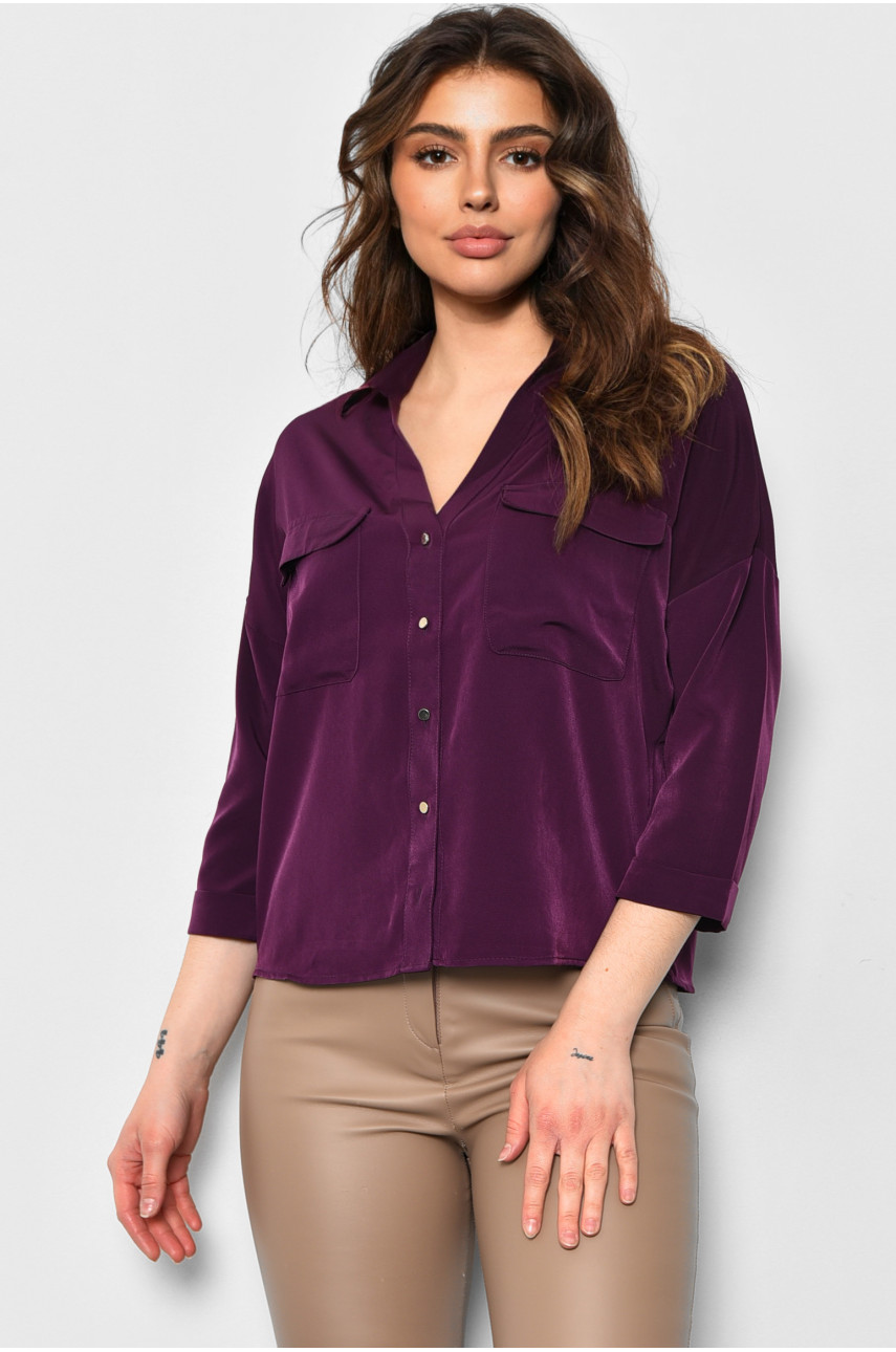 Сорочка жіноча з коротким рукавом бордового кольору 173567