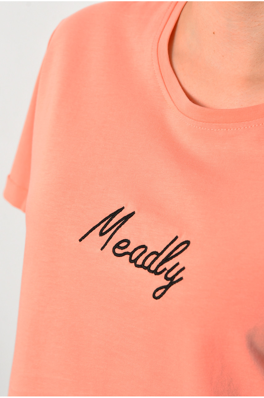 Футболка женская персикового цвета 173914 Футболка женская персикового цвета 173914