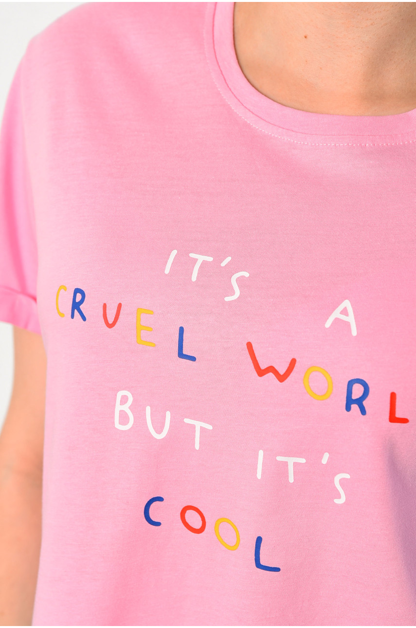Футболка женская розового цвета 173915