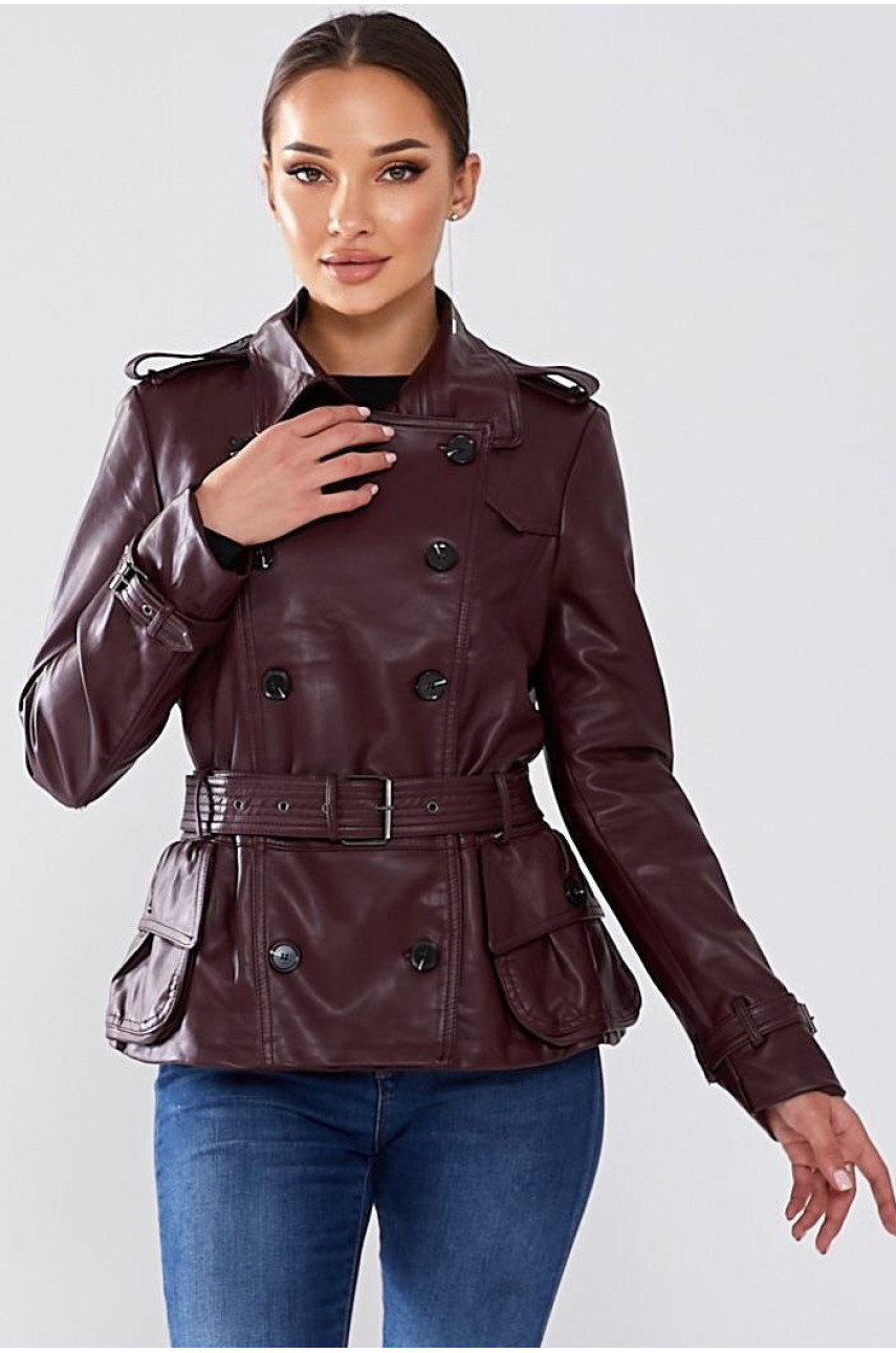 Куртка жіноча з екошкіри бордового кольору 1871 174006