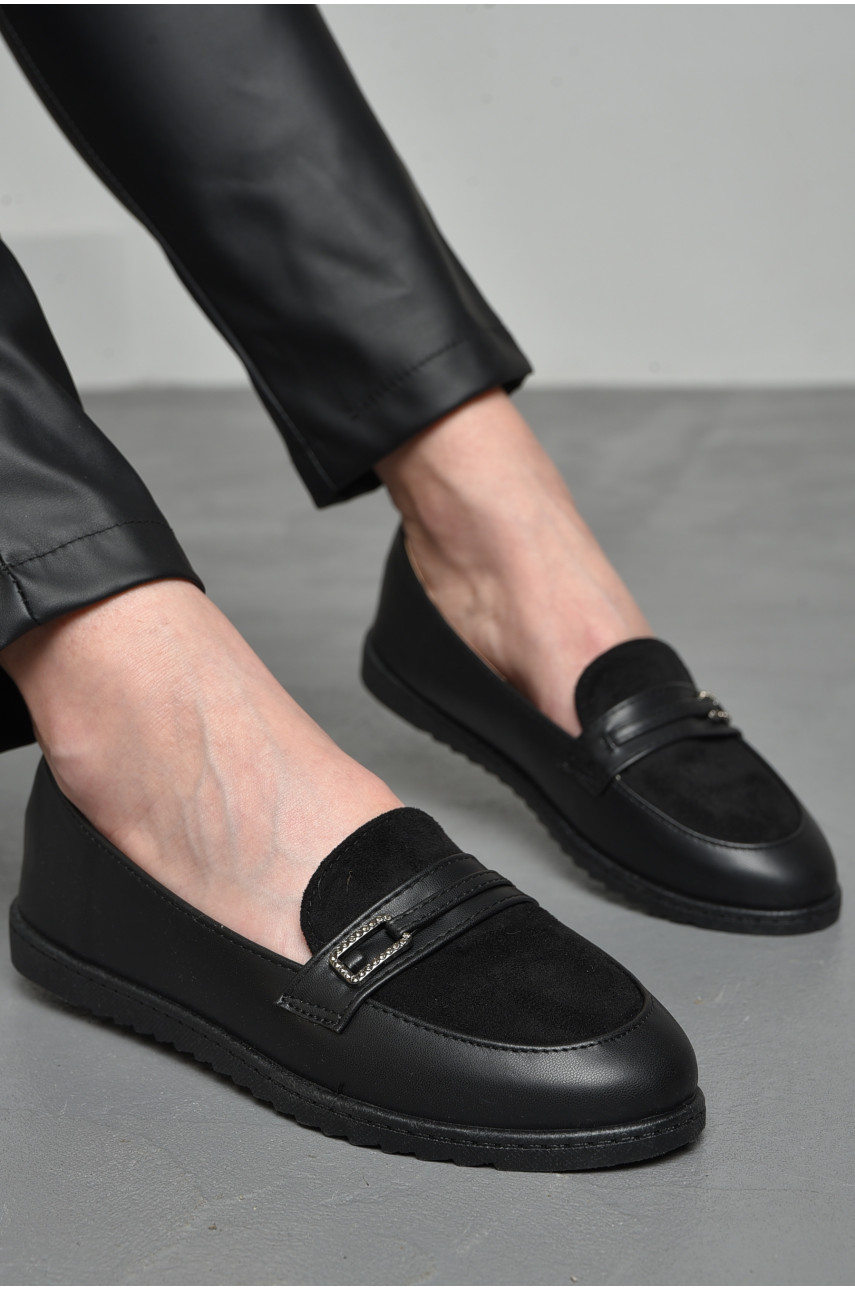 Туфлі-лофери жіночі чорного кольору 72103-1 174095