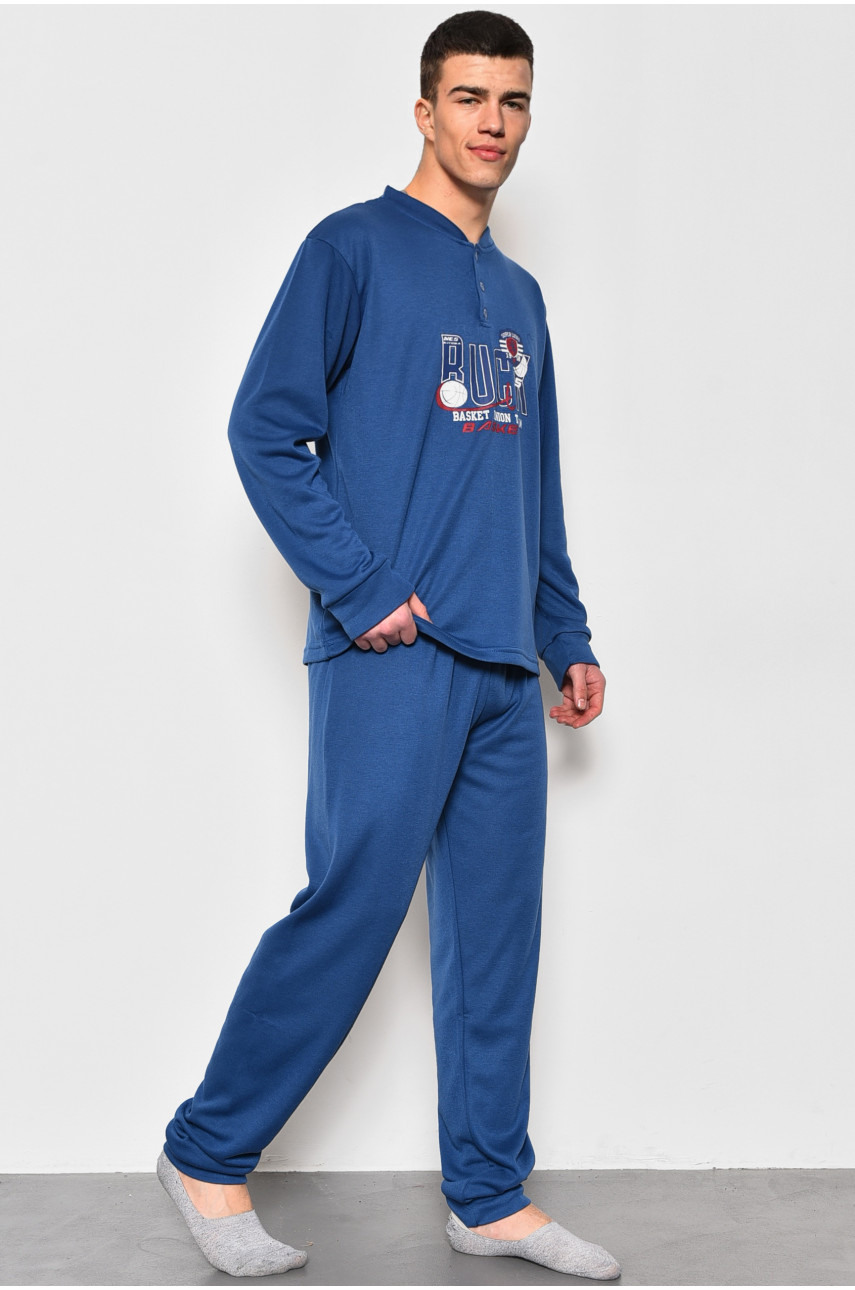 Пижама мужская на флисе полубатальная синего цвета 5023 174133