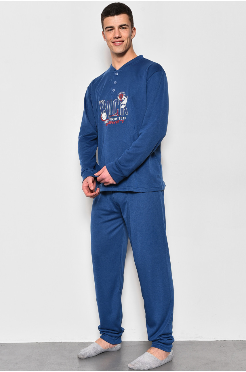 Пижама мужская на флисе полубатальная синего цвета 5023 174133