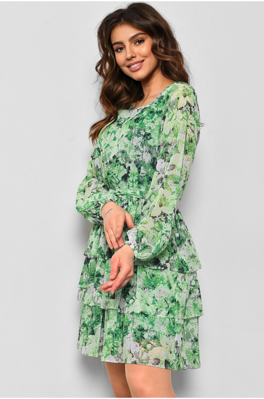 Платье женское шифоновое зеленого цвета с принтом 4004 174138