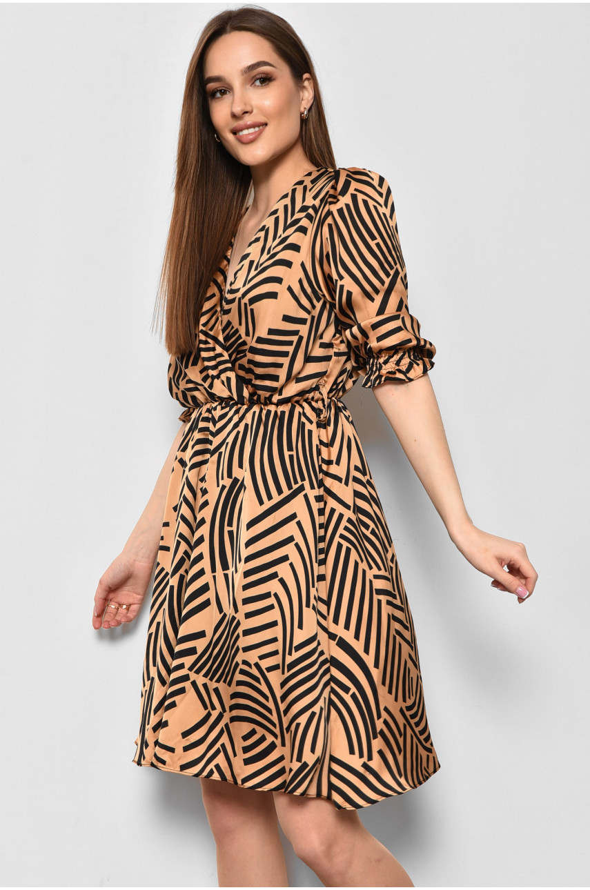 Платье женское шифоновое коричневого цвета с принтом 7095 174166