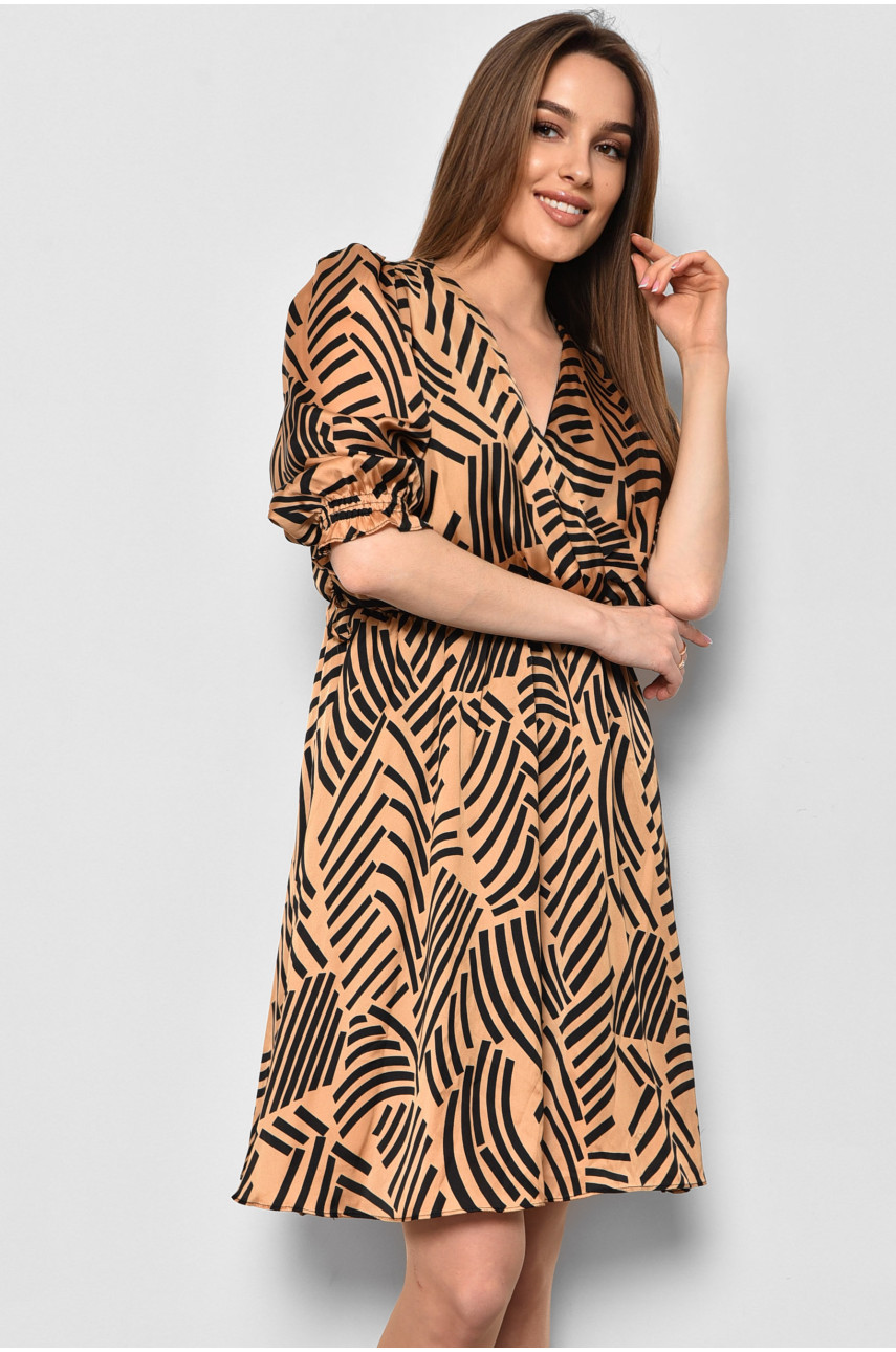 Платье женское шифоновое коричневого цвета с принтом 7095 174166